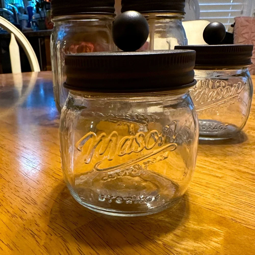 Mason jar bathroom set 4 piece glass jars